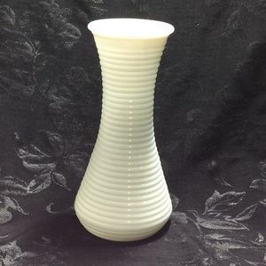 9” Tall Ribbed Milkglass Vase